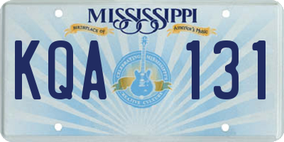 MS license plate KQA131
