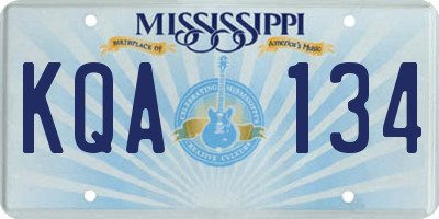 MS license plate KQA134