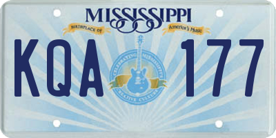 MS license plate KQA177