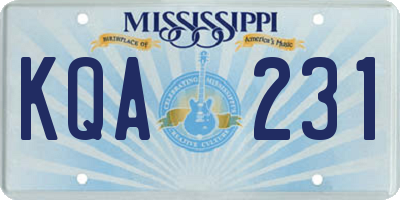 MS license plate KQA231