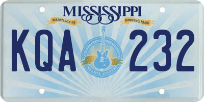 MS license plate KQA232