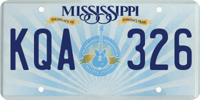 MS license plate KQA326