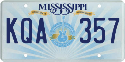 MS license plate KQA357