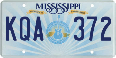 MS license plate KQA372