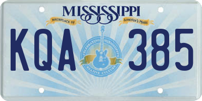 MS license plate KQA385