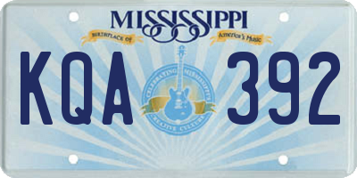 MS license plate KQA392