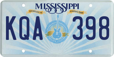 MS license plate KQA398