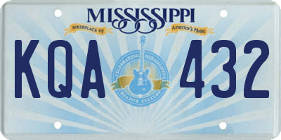 MS license plate KQA432