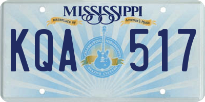 MS license plate KQA517