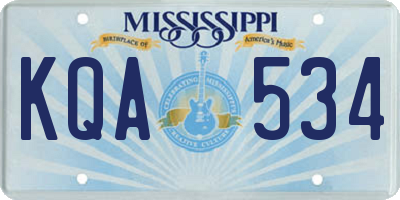 MS license plate KQA534