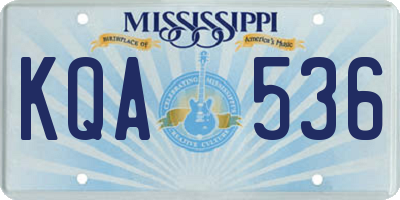 MS license plate KQA536