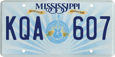 MS license plate KQA607