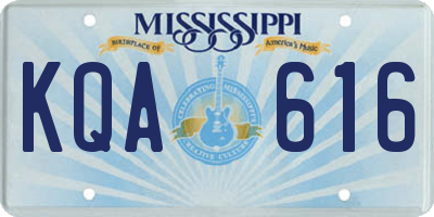 MS license plate KQA616