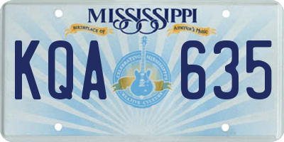 MS license plate KQA635