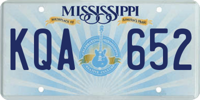 MS license plate KQA652