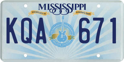 MS license plate KQA671