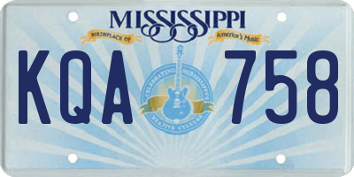 MS license plate KQA758