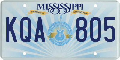MS license plate KQA805