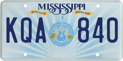 MS license plate KQA840