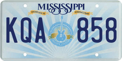 MS license plate KQA858