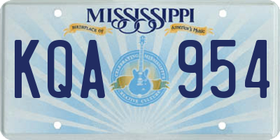 MS license plate KQA954