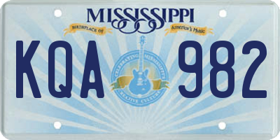 MS license plate KQA982