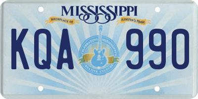 MS license plate KQA990