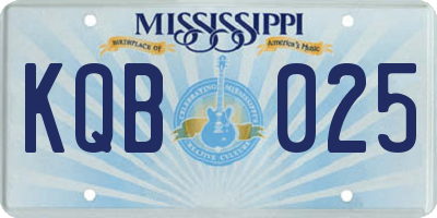 MS license plate KQB025