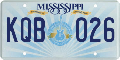 MS license plate KQB026