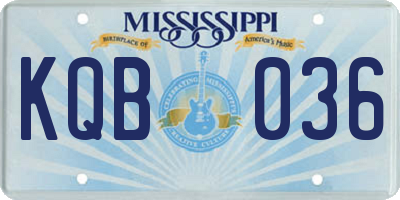 MS license plate KQB036