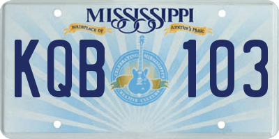 MS license plate KQB103