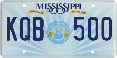 MS license plate KQB500