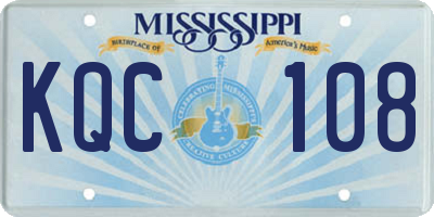 MS license plate KQC108