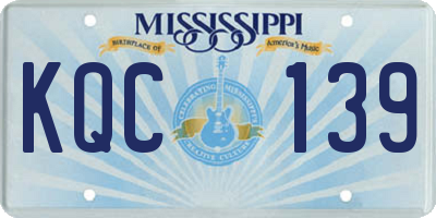 MS license plate KQC139