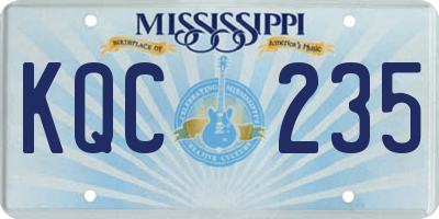 MS license plate KQC235