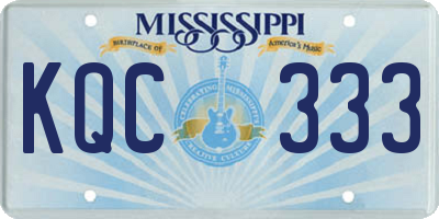 MS license plate KQC333