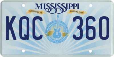 MS license plate KQC360