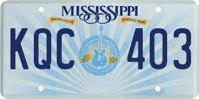 MS license plate KQC403