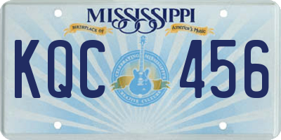 MS license plate KQC456