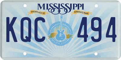 MS license plate KQC494