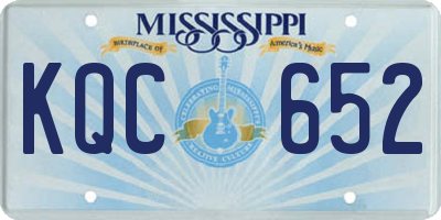 MS license plate KQC652