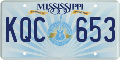 MS license plate KQC653