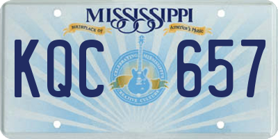 MS license plate KQC657