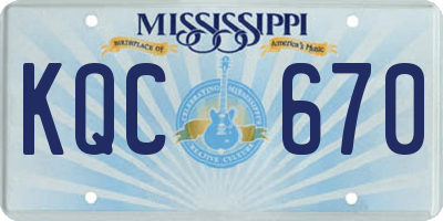 MS license plate KQC670