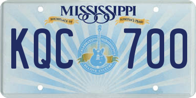 MS license plate KQC700