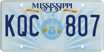 MS license plate KQC807