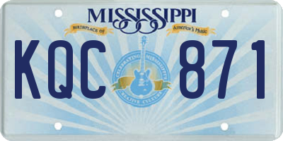 MS license plate KQC871