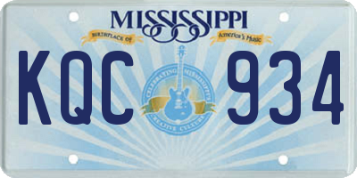 MS license plate KQC934
