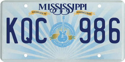 MS license plate KQC986