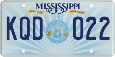 MS license plate KQD022